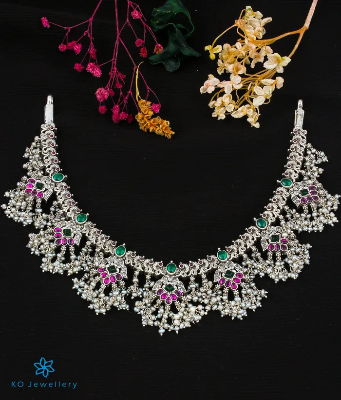 Silversmith Necklaces The Aarunya Silver Peacock Necklace