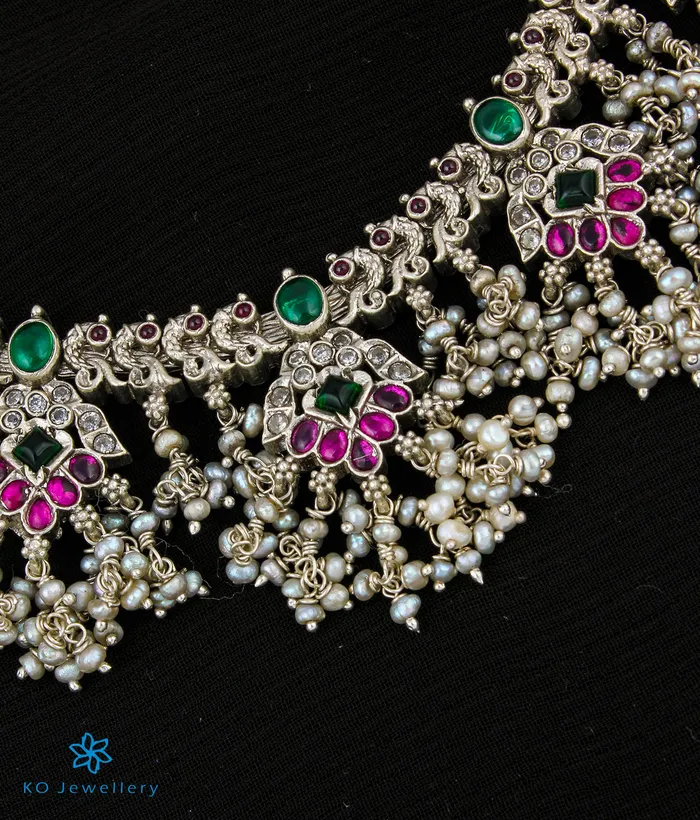 Silversmith Necklaces The Aarunya Silver Peacock Necklace