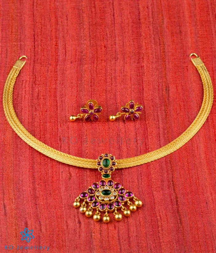 Silversmith Necklaces The Advaya Silver Kempu Necklace