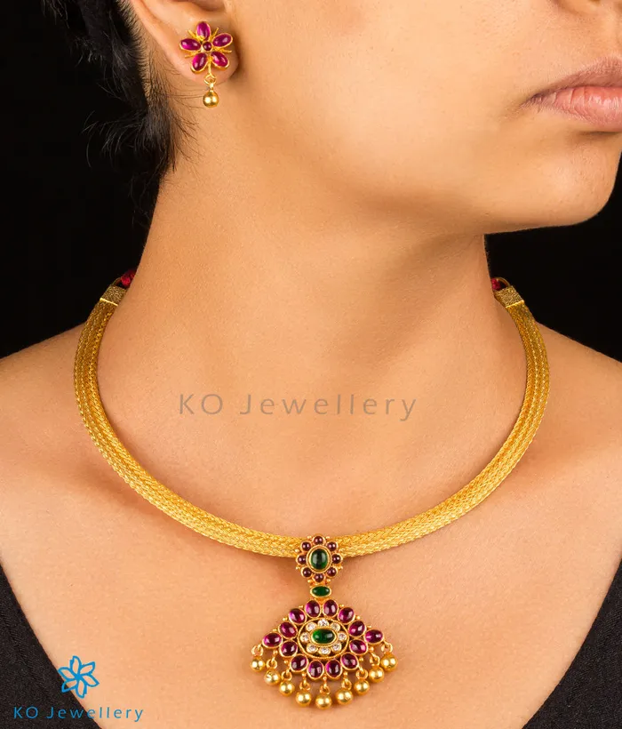 Silversmith Necklaces The Advaya Silver Kempu Necklace