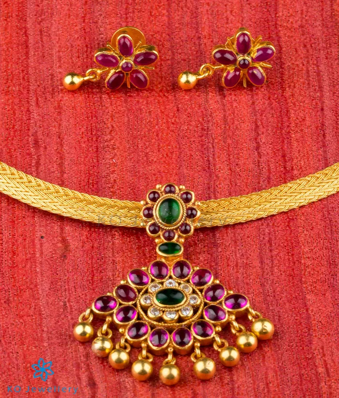 Silversmith Necklaces The Advaya Silver Kempu Necklace