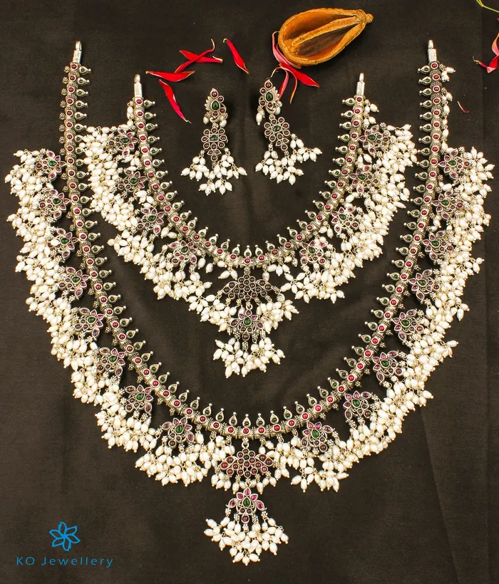 Silversmith Necklaces The Barha Silver Guttapusalu Necklace Set Of 2