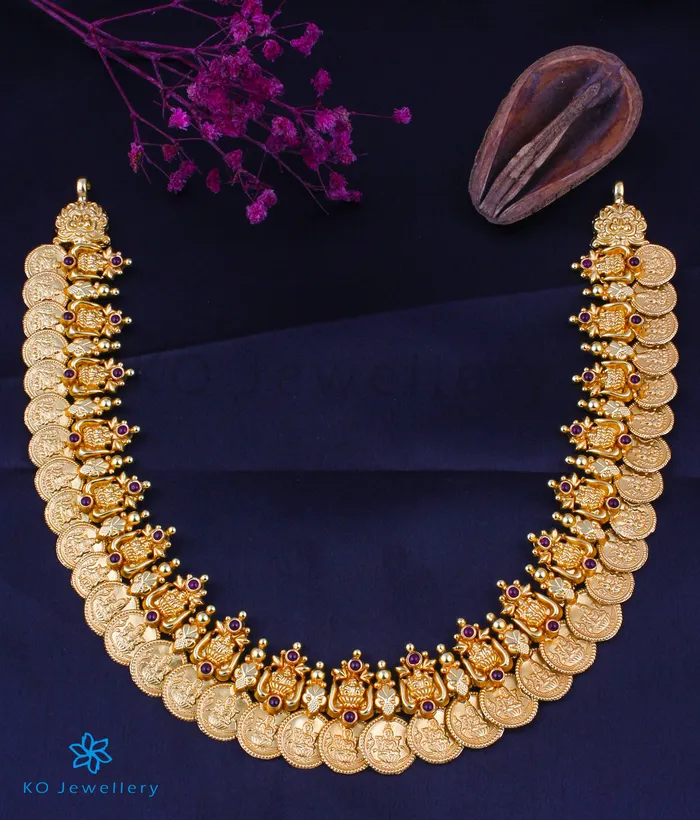 Silversmith Necklaces The Dhriti Antique Silver Lakshmi Kasumala Coin Necklace Short