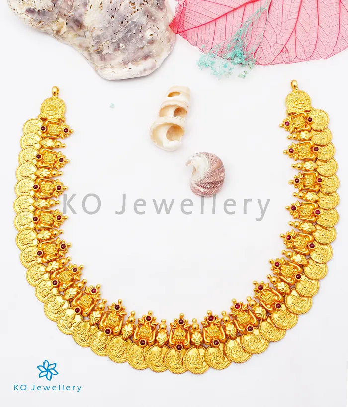 Silversmith Necklaces The Dhriti Antique Silver Lakshmi Kasumala Coin Necklace Short