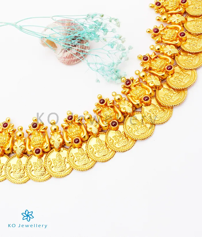 Silversmith Necklaces The Dhriti Antique Silver Lakshmi Kasumala Coin Necklace Short