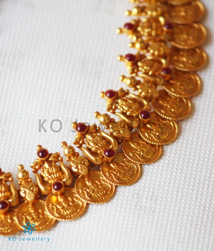 Silversmith Necklaces The Dhriti Antique Silver Lakshmi Kasumala Coin Necklace Short