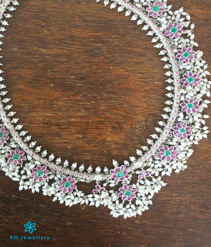 Silversmith Necklaces The Maya Silver Guttapusalu Necklace OxidisedRed