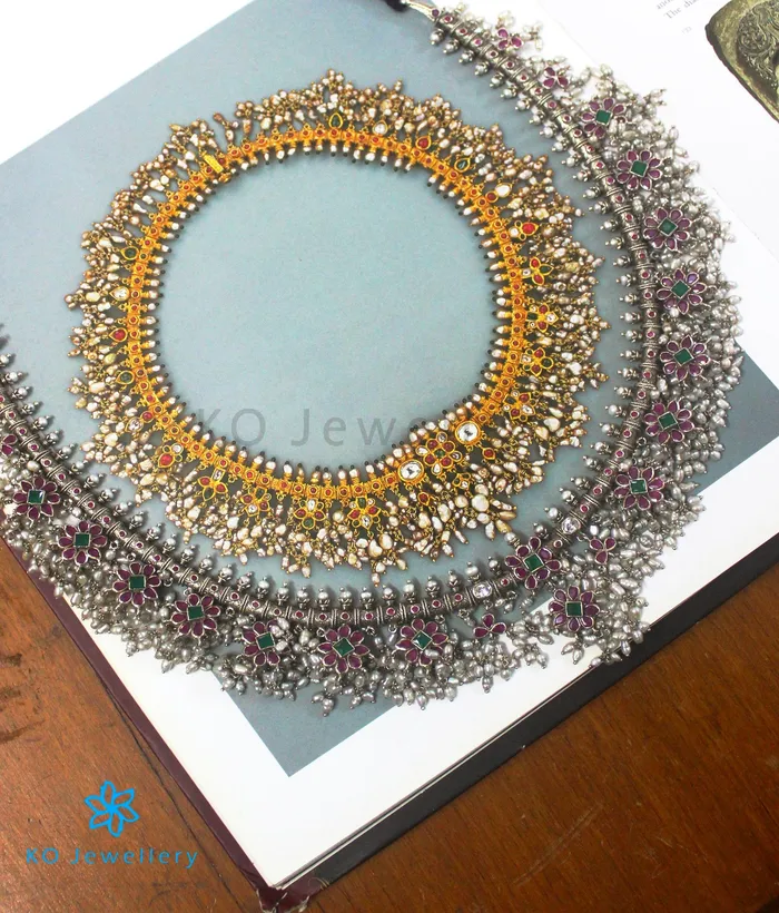 Silversmith Necklaces The Maya Silver Guttapusalu Necklace OxidisedRed