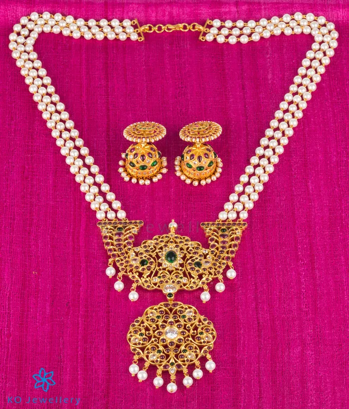 Silversmith Necklaces The Muktika Silver Pearl Makarakanti Necklace