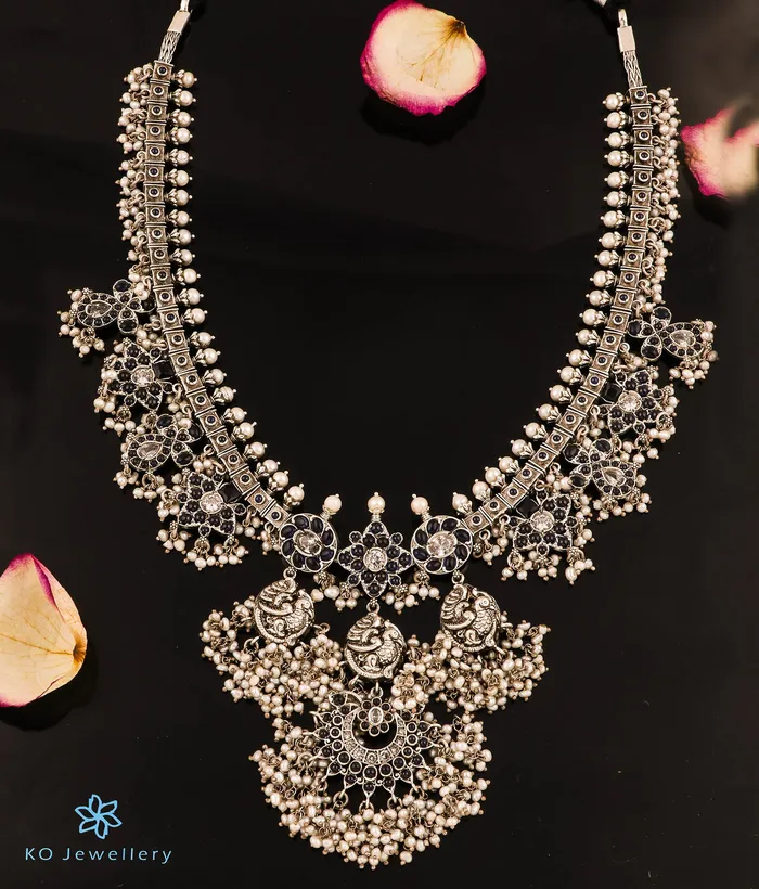 Silversmith The Marala Silver Guttapusalu Necklace OxidisedBlueRice Pearl Necklaces Silversmith The Marala Silver Guttapusalu Necklace OxidisedBlueRice Pearl Necklaces