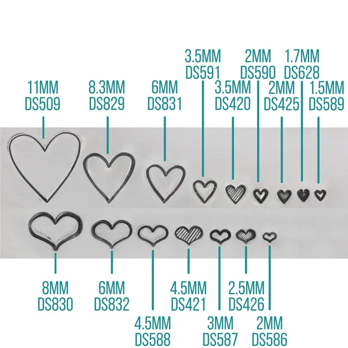 Solid Tall Heart Design Stamp 17mm Beaducation Original DS 14 Necklaces
