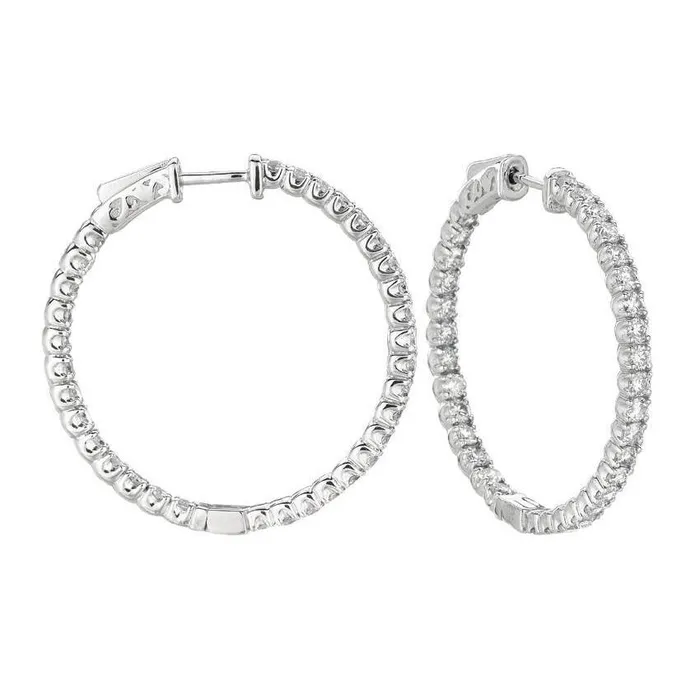 Sparkling 325 Carat Round Brilliant Natural Earth Mined Diamond Hoop Earrings WG 14K GB Earrings Sparkling 325 Carat Round Brilliant Natural Earth Mined Diamond Hoop Earrings WG 14K GB Earrings