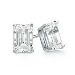 Sparkling Emerald Cut 150 Carats Natural Earth Mined Diamond Stud Earring White Gold 14K GB Earrings Sparkling Emerald Cut 150 Carats Natural Earth Mined Diamond Stud Earring White Gold 14K GB Earrings