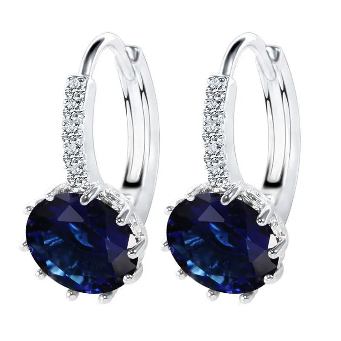 Sri Lanka Sapphire Round Cut Natural Earth Mined Diamond Lady Hoop Earring 640 Carats GB Earrings Sri Lanka Sapphire Round Cut Natural Earth Mined Diamond Lady Hoop Earring 640 Carats GB Earrings