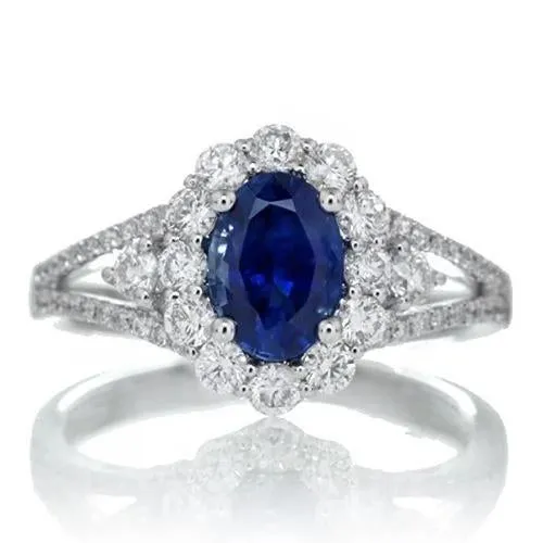 Sri Lankan Sapphire Natural Earth Mined Diamond Ring 205 Carats White Gold 14K Jewelry GB Rings Sri Lankan Sapphire Natural Earth Mined Diamond Ring 205 Carats White Gold 14K Jewelry GB Rings