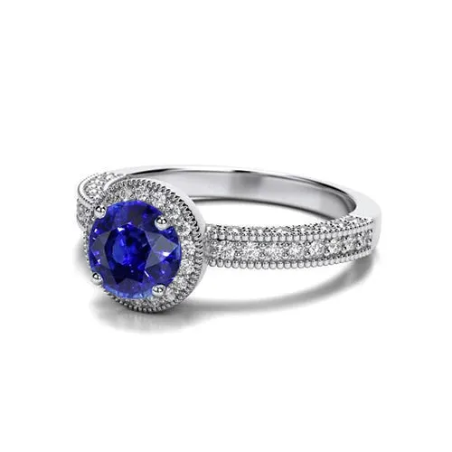 Sri Lankan Sapphire Natural Earth Mined Diamond Ring White Gold 305 Carats Vintage Style GB Rings Sri Lankan Sapphire Natural Earth Mined Diamond Ring White Gold 305 Carats Vintage Style GB Rings