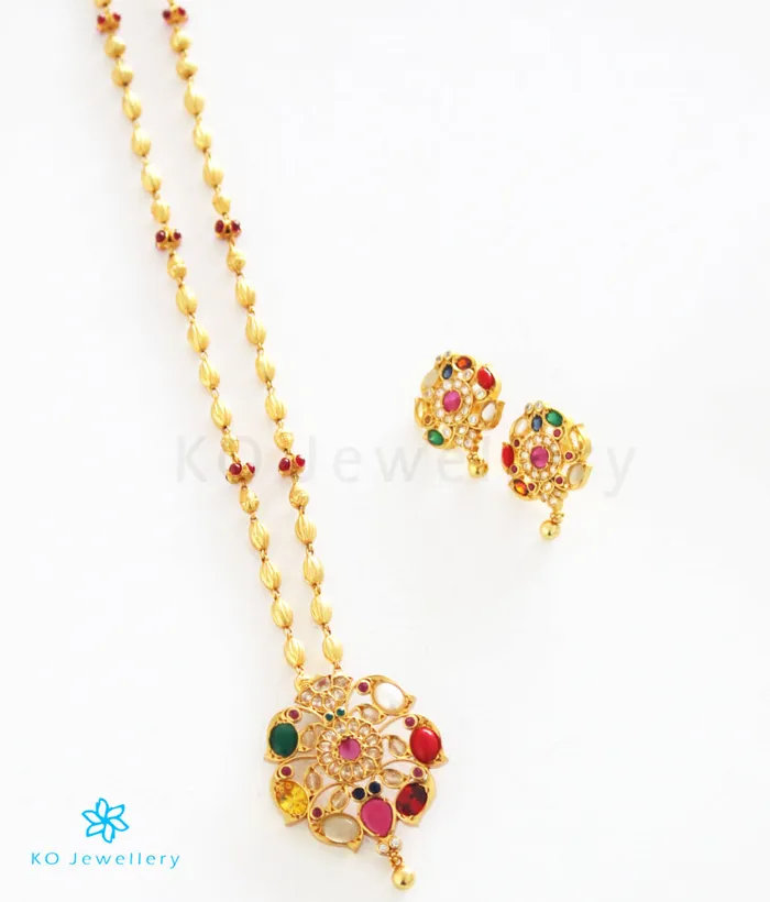 The Akshaya Silver Navaratna Necklace Silversmith Necklaces