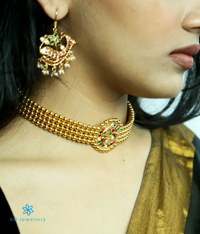 The Bhamini Silver Navratna Choker Necklace Silversmith Necklaces
