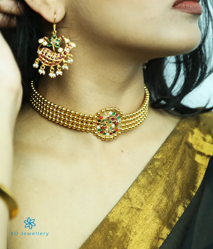 The Bhamini Silver Navratna Choker Necklace Silversmith Necklaces