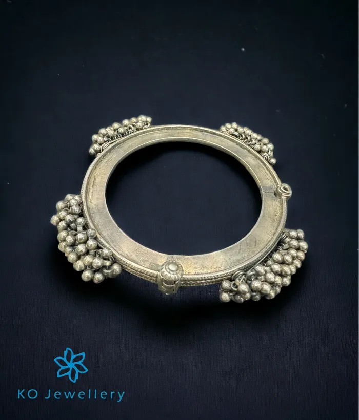 The Ghungroo Silver Antique Openable Bracelet Size 23 Jaipur Bracelets
