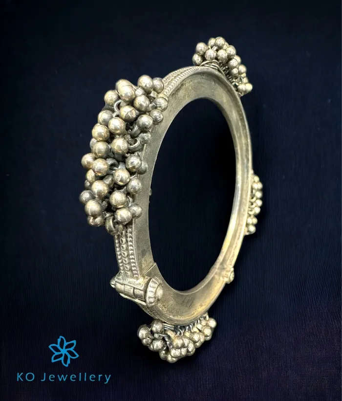 The Ghungroo Silver Antique Openable Bracelet Size 23 Jaipur Bracelets