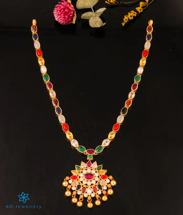 The Kshama Silver Navarathna Necklace Silversmith Necklaces