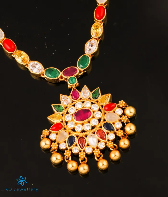 The Kshama Silver Navarathna Necklace Silversmith Necklaces