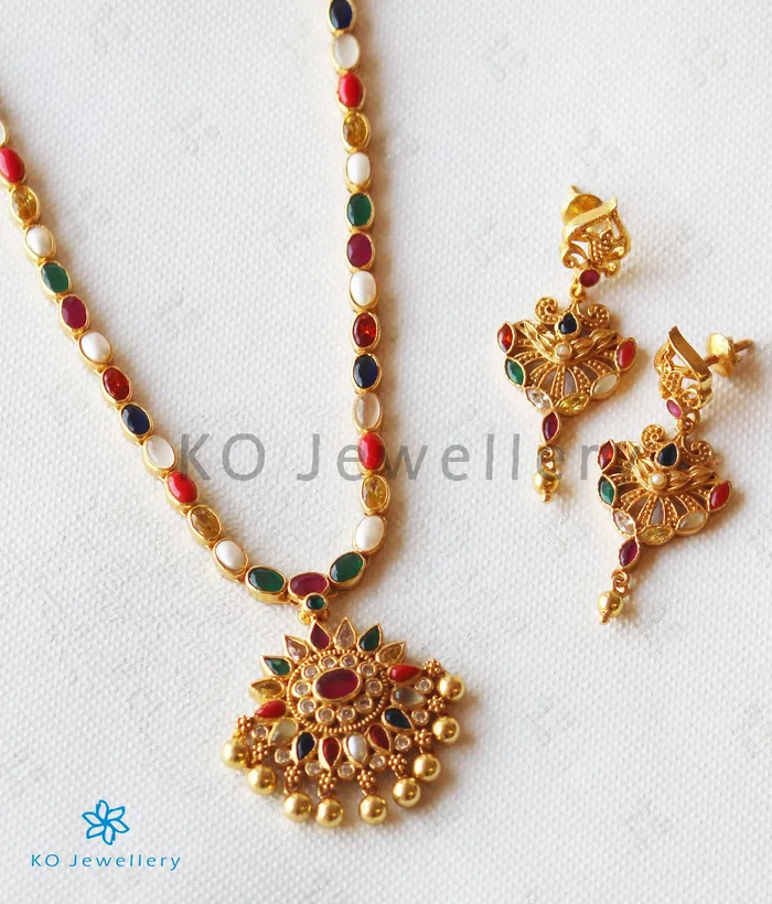 The Kshama Silver Navarathna Necklace Silversmith Necklaces