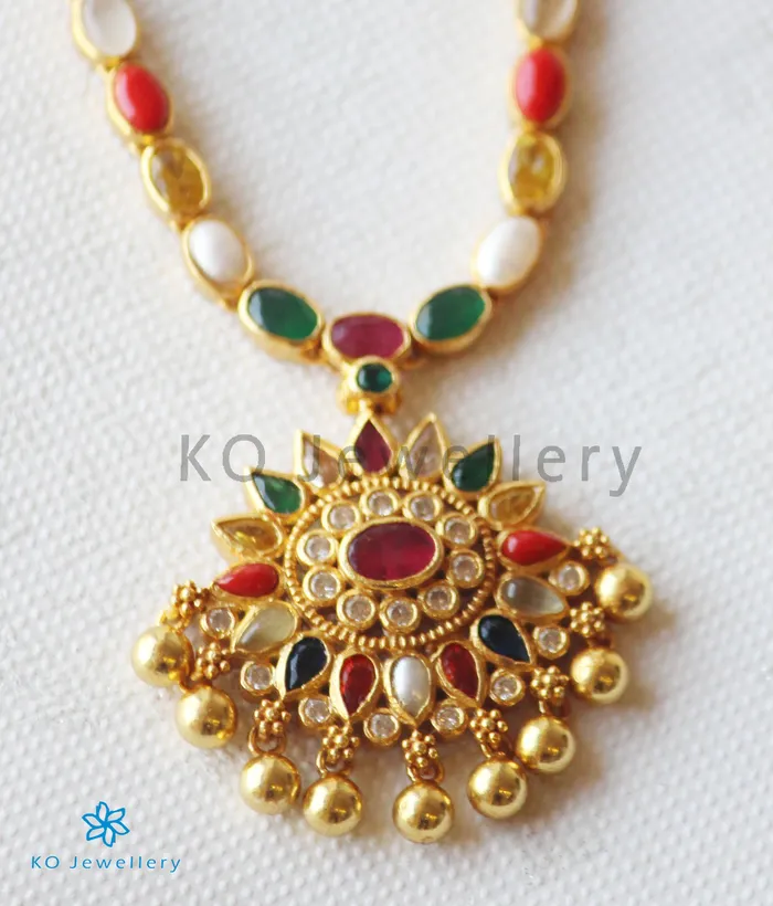 The Kshama Silver Navarathna Necklace Silversmith Necklaces