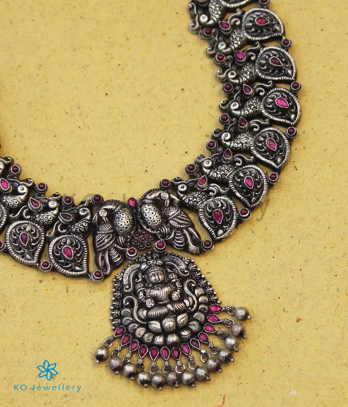 The Padma Antique Silver Lakshmi Necklace Silversmith Necklaces