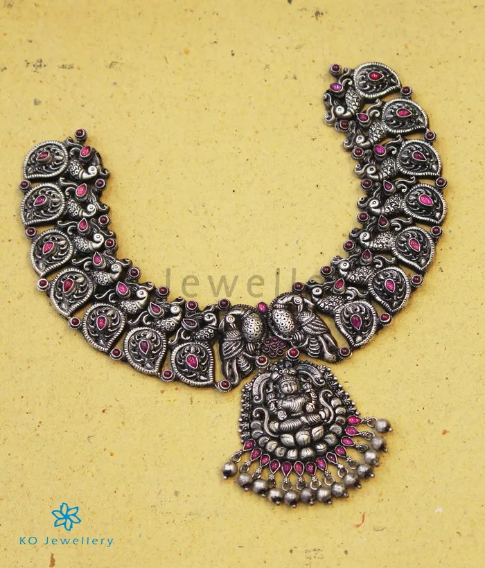 The Padma Antique Silver Lakshmi Necklace Silversmith Necklaces