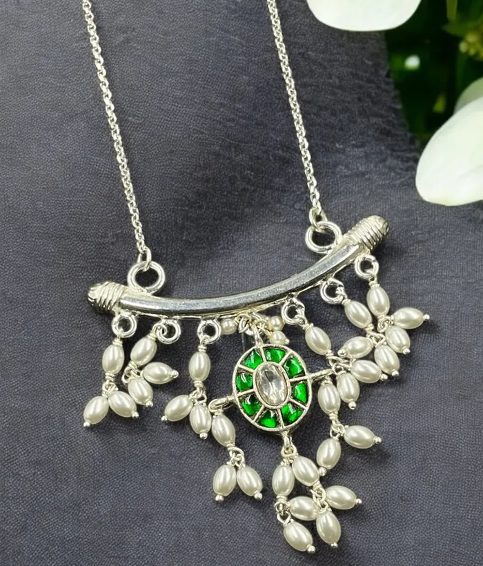 The Ritika Silver Pearl Necklace Silversmith Necklaces