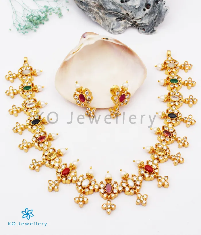 The Tattva Silver Navratna Necklace Silversmith Necklaces
