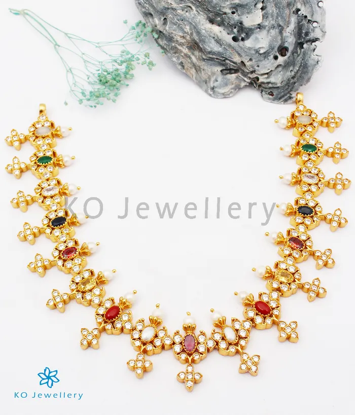 The Tattva Silver Navratna Necklace Silversmith Necklaces
