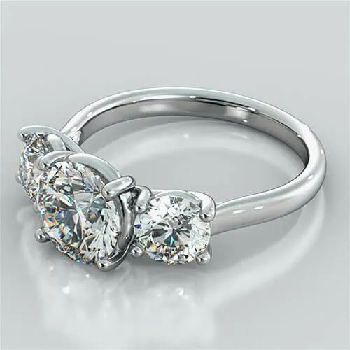 Three Stone Round Cut 250 Carats Real Natural Earth Mined Diamonds Wedding Ring Gold 14K GB Rings Three Stone Round Cut 250 Carats Real Natural Earth Mined Diamonds Wedding Ring Gold 14K GB Rings
