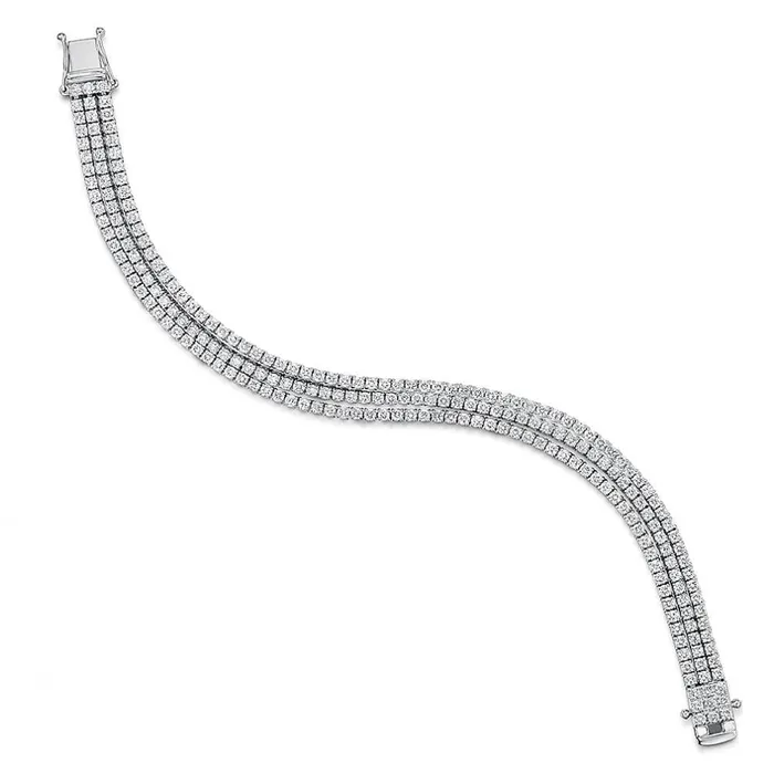 Triple Row 660 Carats Small Round Natural Earth Mined Diamonds Tennis Bracelet WG 14K GB Bracelets Triple Row 660 Carats Small Round Natural Earth Mined Diamonds Tennis Bracelet WG 14K GB Bracelets