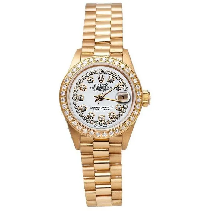 Watches GB Double Row Diamond Dial Rolex President Style Watch Bezel Gold Dj Watches GB Double Row Diamond Dial Rolex President Style Watch Bezel Gold Dj