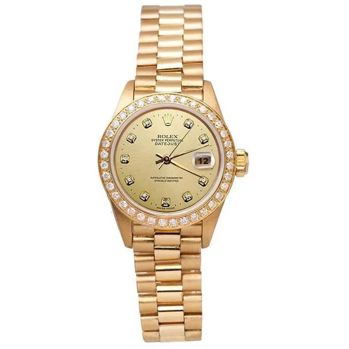 Watches GB Rolex Dj President Style Watch Gold Champagne Diamond Dial Bezel Watches GB Rolex Dj President Style Watch Gold Champagne Diamond Dial Bezel
