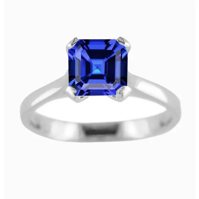 White Gold Solitaire Ring Blue Sapphire Asscher Cut 2 Carats HarryChadEntcom Rings White Gold Solitaire Ring Blue Sapphire Asscher Cut 2 Carats HarryChadEntcom Rings