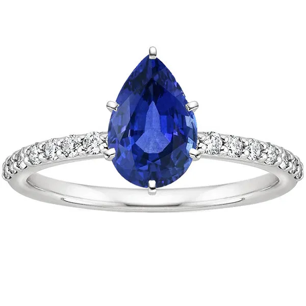 Women White Gold Jewelry Pear Blue Sapphire Natural Earth Mined Diamond Ring 5 Carats HarryChadEntcom Rings